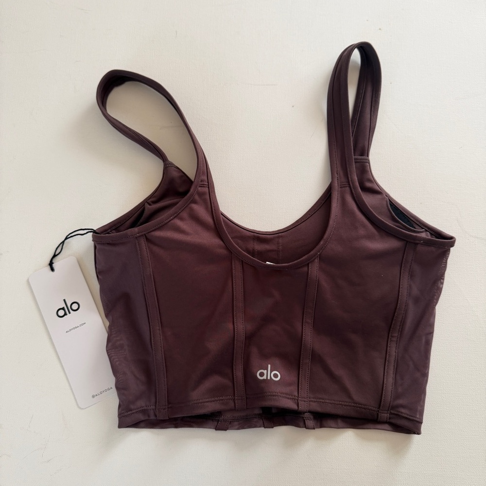 Alo Yoga Airbrush Mesh Corset Tank in Raisin NWT - Picture 3 of 3